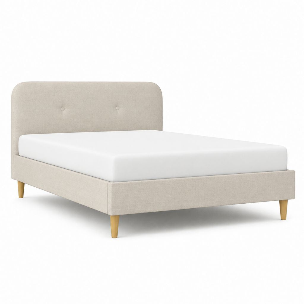 Letto matrimoniale imbottito beige in poliestere rettangolare 160x200 cm