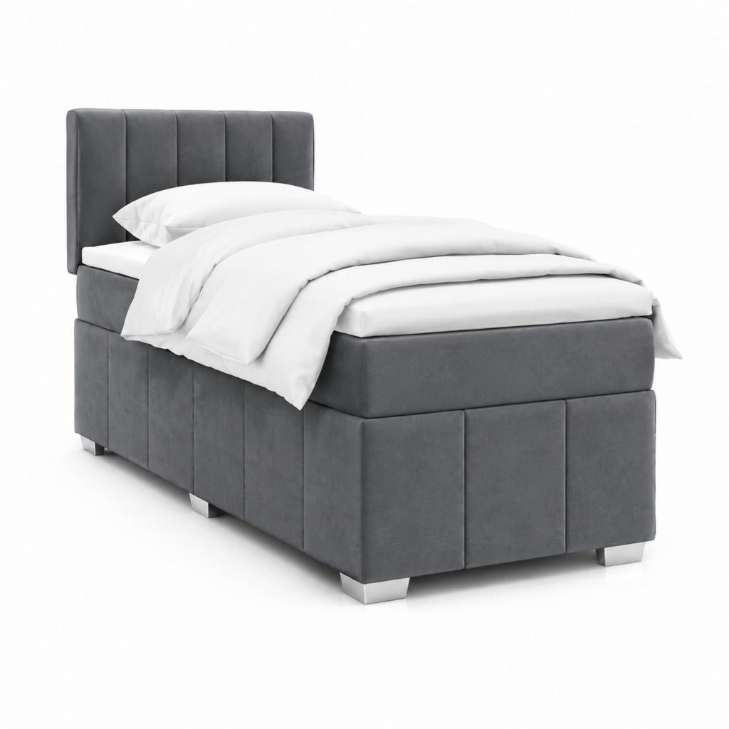 Letto singolo contenitore grigio in velluto di poliestere 90 x 200 cm