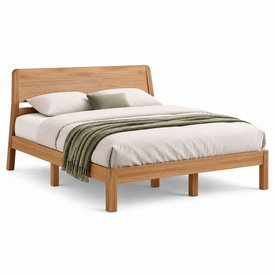 Letto matrimoniale con testiera in rovere massello naturale rettangolare per materasso 160 x 200 cm 170 x 212 x 105 cm