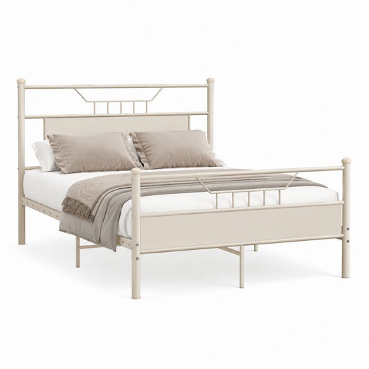 Letto matrimoniale rettangolare in acciaio avorio 160 x 200 cm
