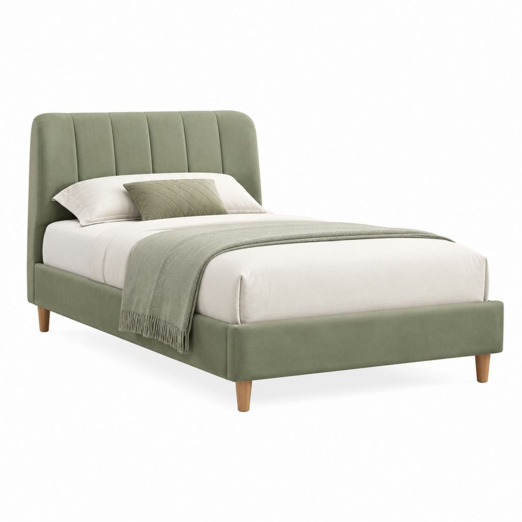 Letto matrimoniale imbottito verde in poliestere rettangolare per materasso 160 x 200 cm