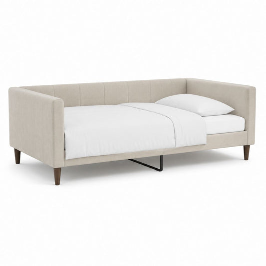 Letto singolo con struttura estraibile beige in poliestere 218 x 102 x 82 cm