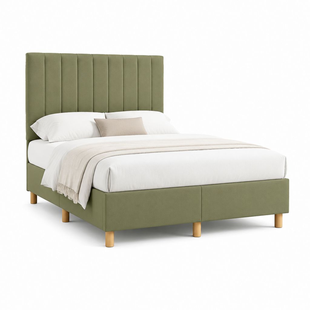 Letto matrimoniale imbottito verde in poliestere rettangolare 160 x 200 cm